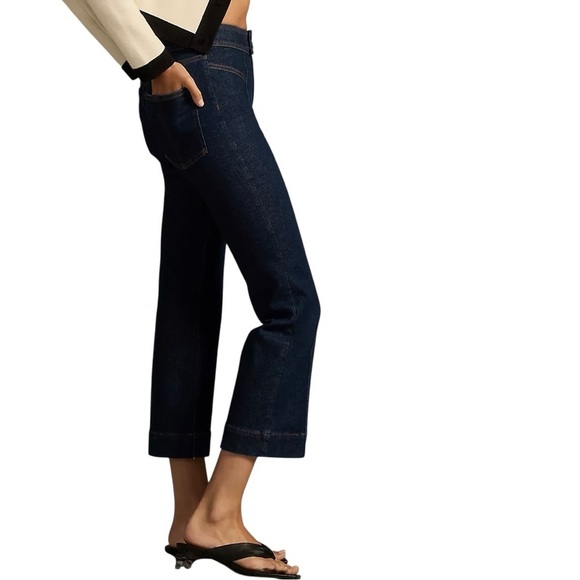 Anthropologie Pilcro The Nyhavn Cropped Flare Leg Jeans Dark Blue Sz 32 - Picture 14 of 15